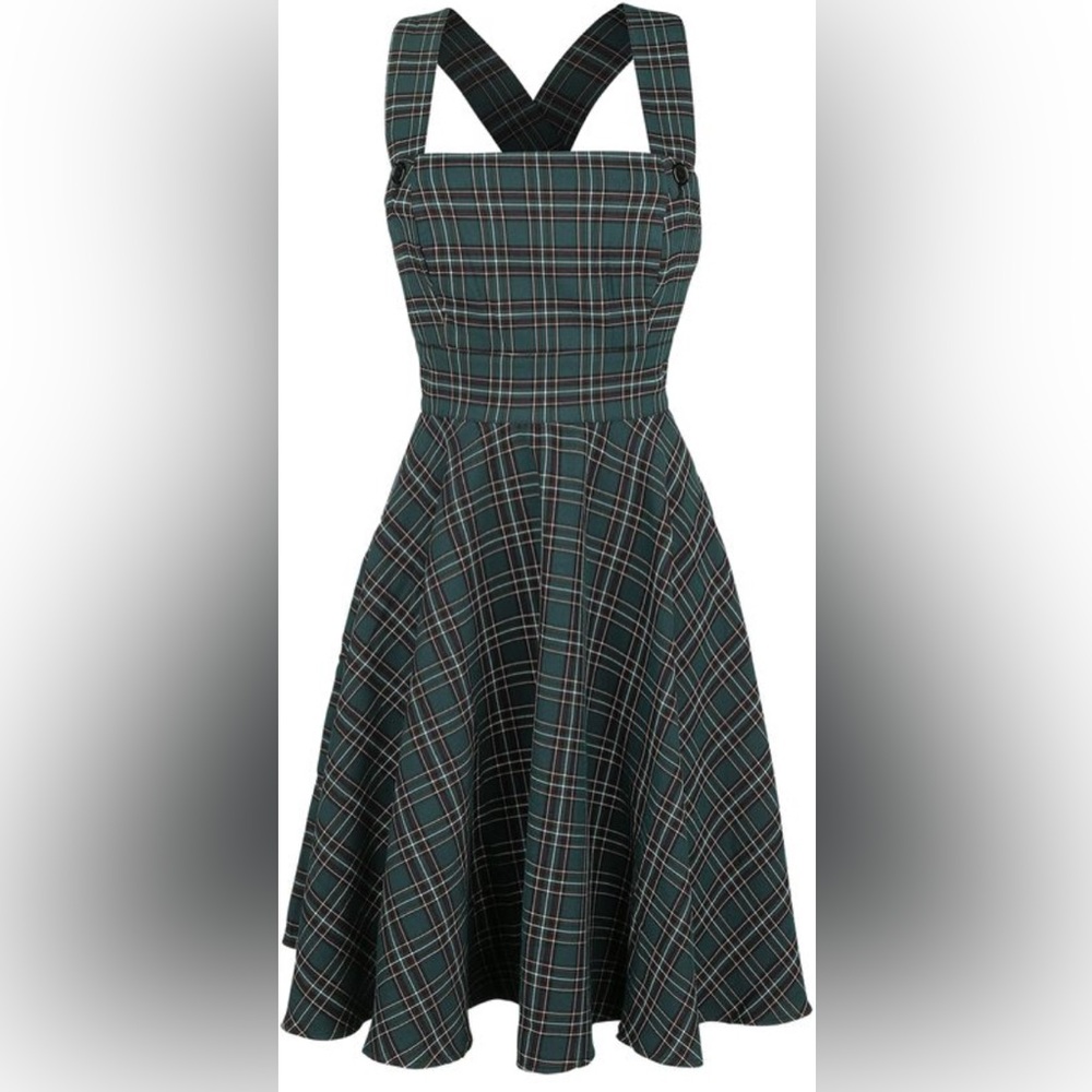 Green tartan pinafore